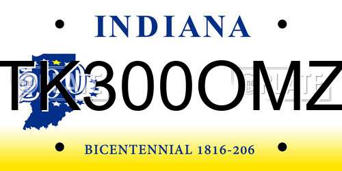 TK300OMZ Indiana License Plate