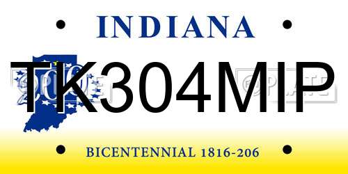TK304MIP Indiana License Plate