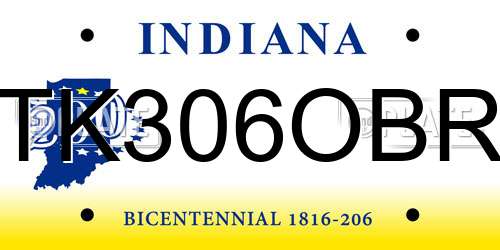 TK306OBR Indiana License Plate
