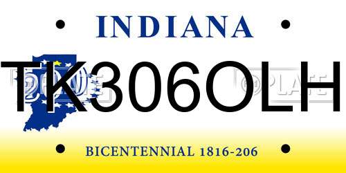 TK306OLH Indiana License Plate