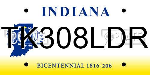 TK308LDR Indiana License Plate