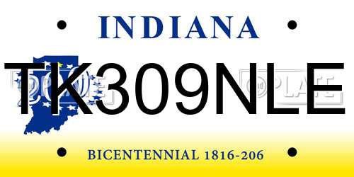 TK309NLE Indiana License Plate