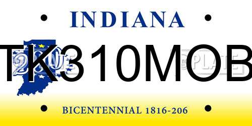 TK310MOB Indiana License Plate