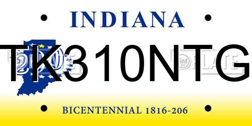 TK310NTG Indiana License Plate