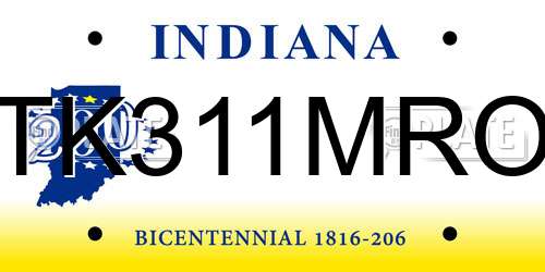 TK311MRO Indiana License Plate