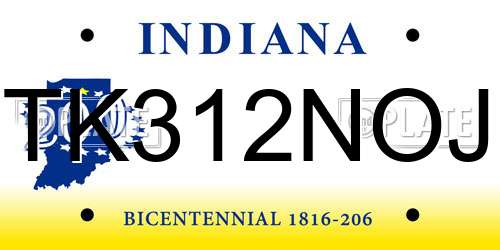 TK312NOJ Indiana License Plate