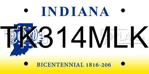 TK314MLK Indiana License Plate