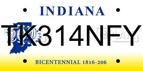 TK314NFY Indiana License Plate