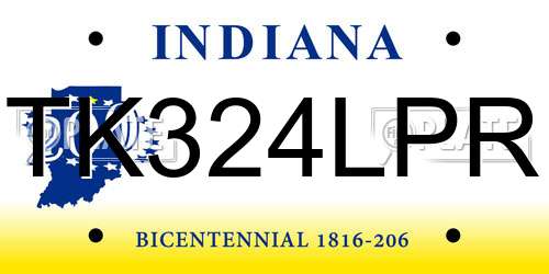 TK324LPR Indiana License Plate