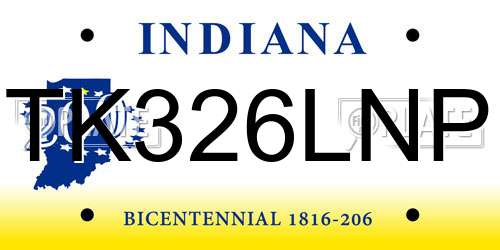 TK326LNP Indiana License Plate
