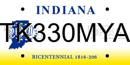 TK330MYA Indiana License Plate