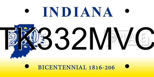 TK332MVC Indiana License Plate