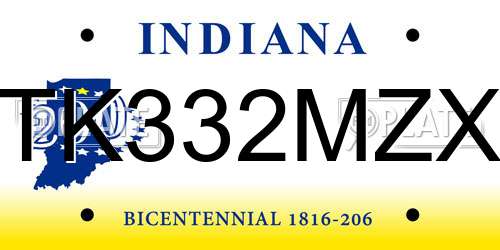 TK332MZX Indiana License Plate