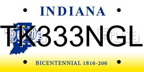 TK333NGL Indiana License Plate