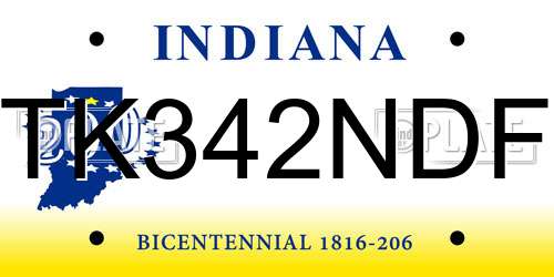 TK342NDF Indiana License Plate