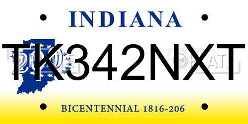 TK342NXT Indiana License Plate