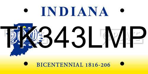 TK343LMP Indiana License Plate