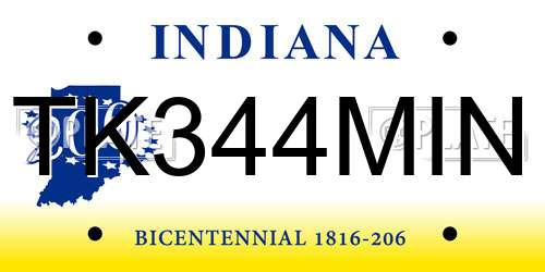 TK344MIN Indiana License Plate