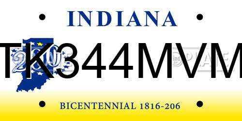 TK344MVM Indiana License Plate