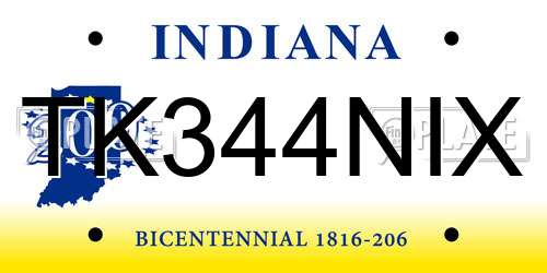 TK344NIX Indiana License Plate