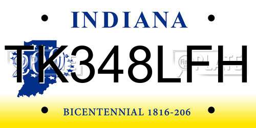 TK348LFH Indiana License Plate