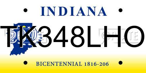 TK348LHO Indiana License Plate