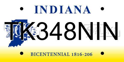 TK348NIN Indiana License Plate