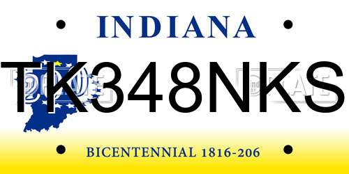 TK348NKS Indiana License Plate
