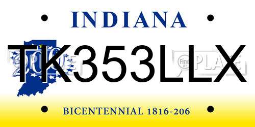 TK353LLX Indiana License Plate