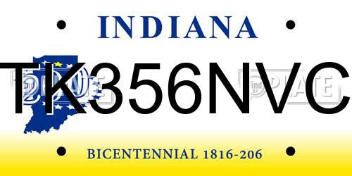 TK356NVC Indiana License Plate