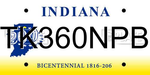 TK360NPB Indiana License Plate
