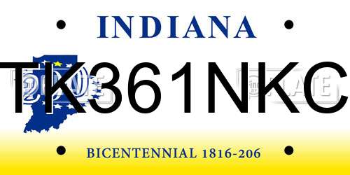 TK361NKC Indiana License Plate