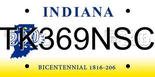TK369NSC Indiana License Plate