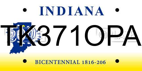 TK371OPA Indiana License Plate