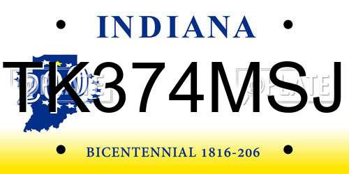 TK374MSJ Indiana License Plate