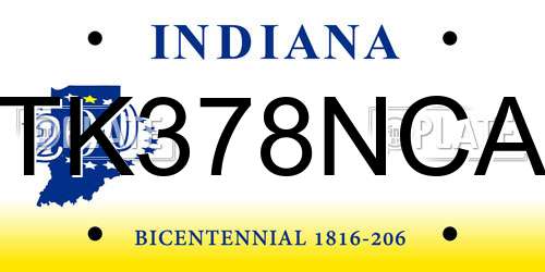 TK378NCA Indiana License Plate