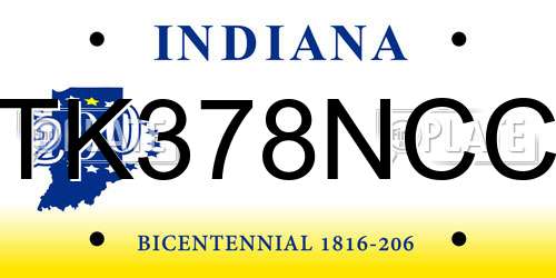 TK378NCC Indiana License Plate