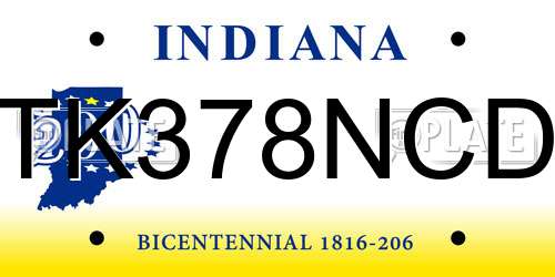 TK378NCD Indiana License Plate