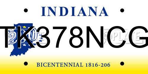 TK378NCG Indiana License Plate