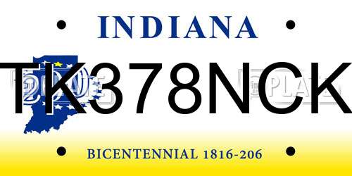 TK378NCK Indiana License Plate