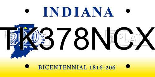 TK378NCX Indiana License Plate