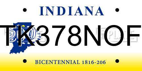TK378NOF Indiana License Plate