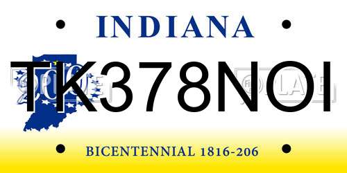 TK378NOI Indiana License Plate