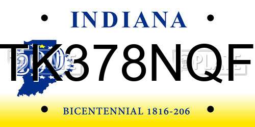 TK378NQF Indiana License Plate