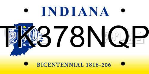 TK378NQP Indiana License Plate