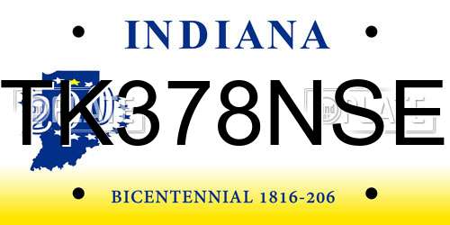 TK378NSE Indiana License Plate