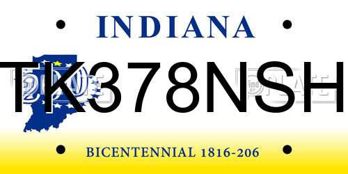 TK378NSH Indiana License Plate