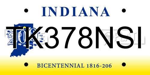 TK378NSI Indiana License Plate