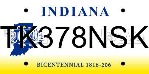 TK378NSK Indiana License Plate