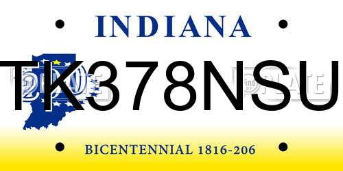 TK378NSU Indiana License Plate